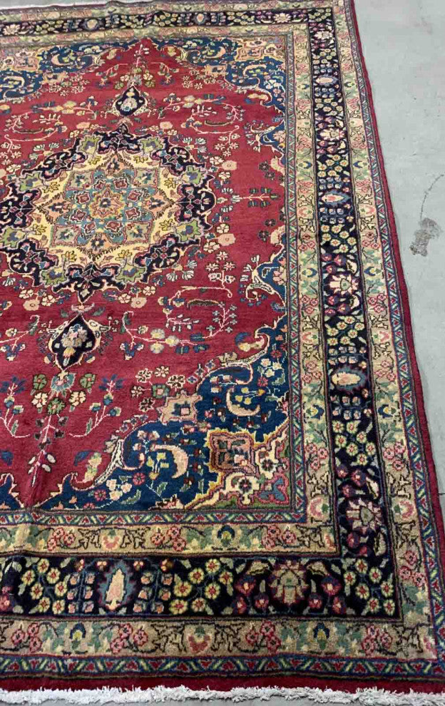 Handmade Vintage Persian Mashad Rug, 6.5'x9.9', 198cmx302cm 1950s