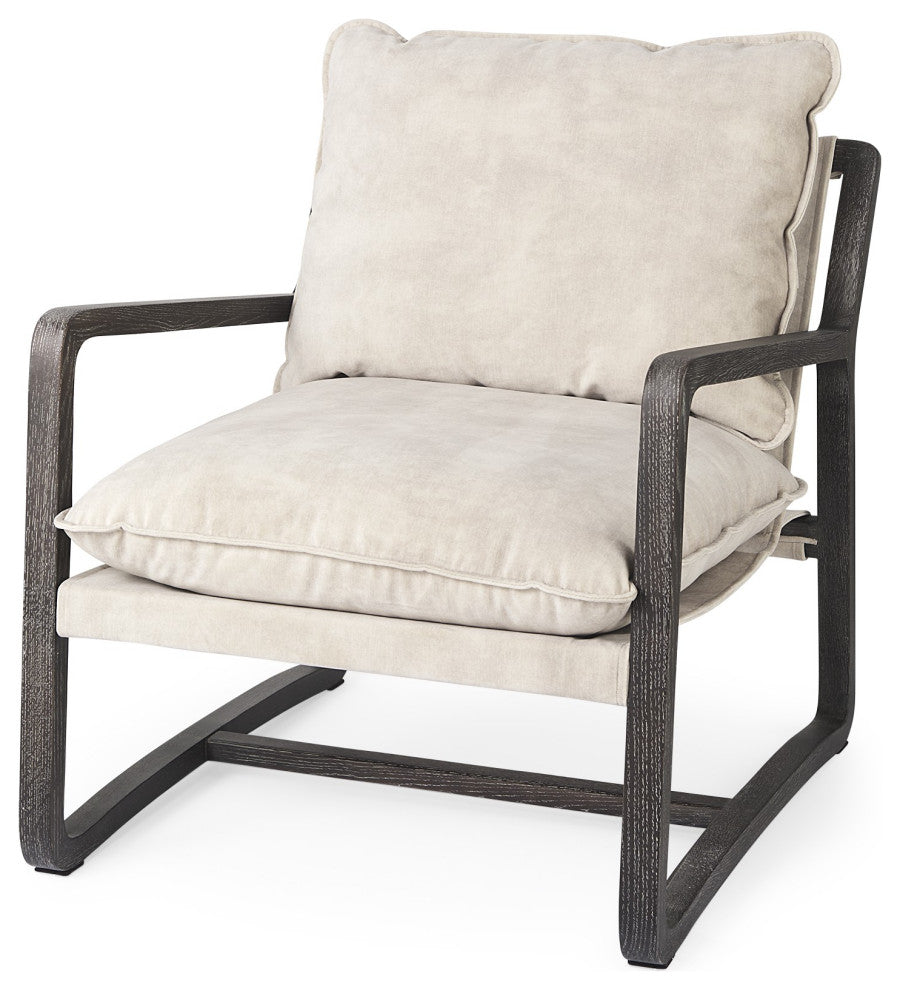 Modern Rustic Cozy Black and Cream Accent Chair