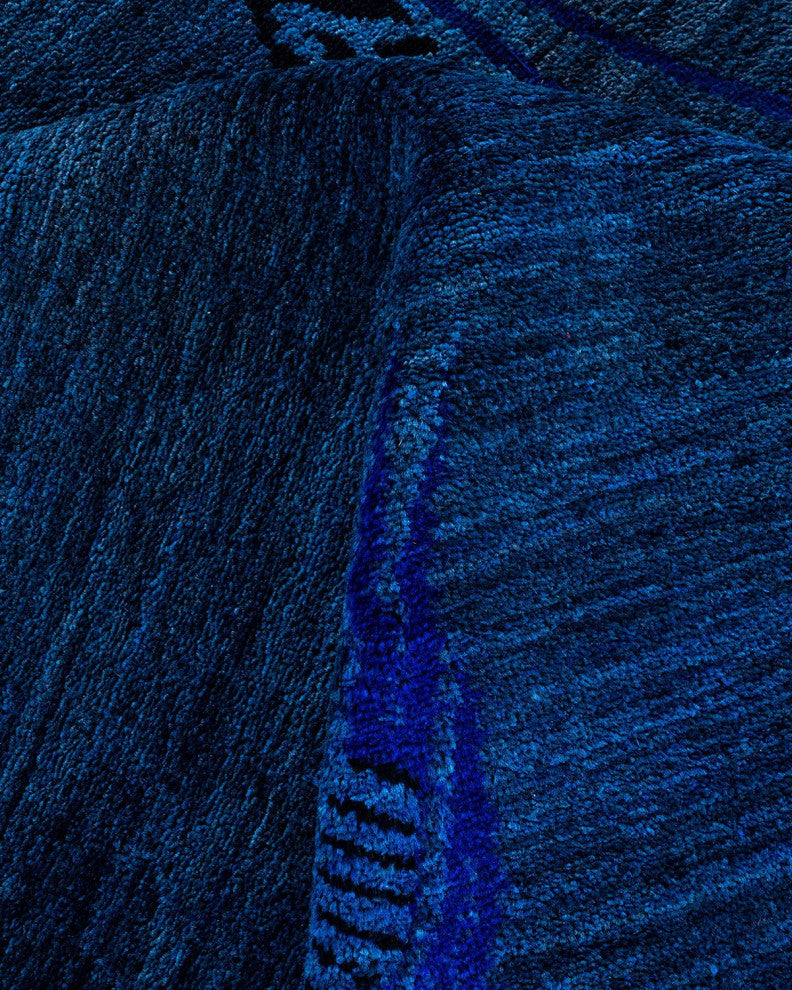 Overdyed, One-of-a-Kind Hand-Knotted Area Rug Blue, 6'1"x9'3"