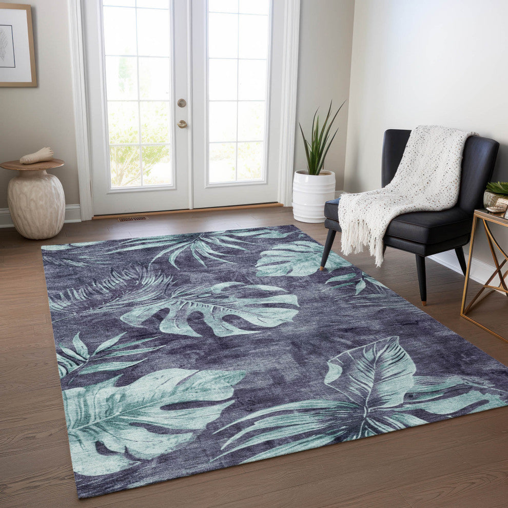 Machine Washable Indoor/Outdoor Chantille ACN1887 Blue 5' x 7'6" Rug