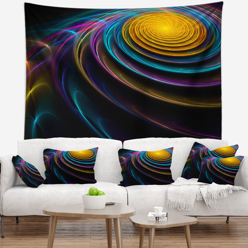 Fractal 3D Colored Bulgy Circles Abstract Wall Tapestry, 92"x78"