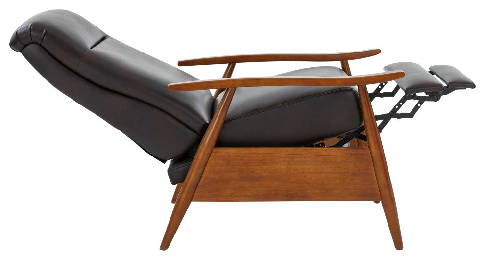 Solaris Wood Arm Push Back Recliner, Burnished Brown