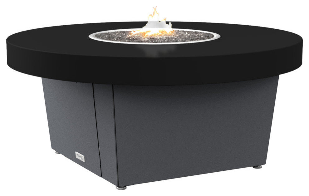 Circular Fire Pit Table, 48", Propane, Black Powdercoat Top, Gray