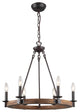 LNC 6-Light Farmhouse Distressed Wood Candle-Style Wagon Wheel Chandelier