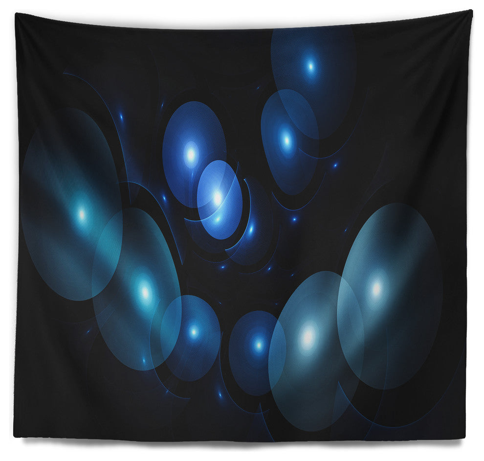 Bright Blue 3D Surreal Circles Abstract Wall Tapestry, 92"x78"