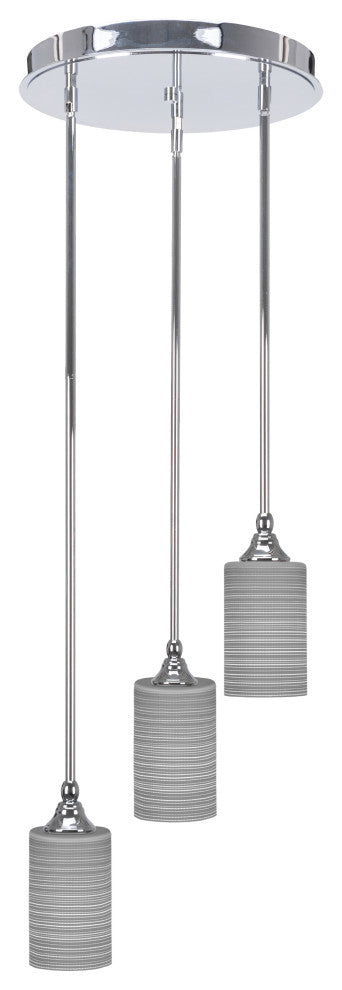 Empire 3-Light Cluster Pendalier, Chrome/Gray Matrix