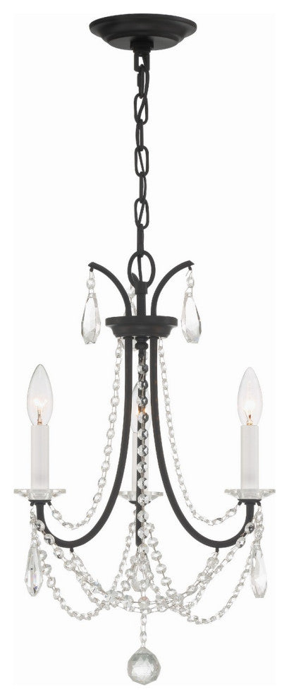 Karrington 3-Light Mini Chandelier, Matte Black