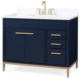 42" Beatrice Modern Brown Bathroom Vanity, Navy Blue