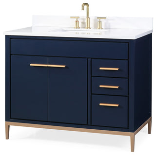 42" Beatrice Modern Brown Bathroom Vanity, Navy Blue