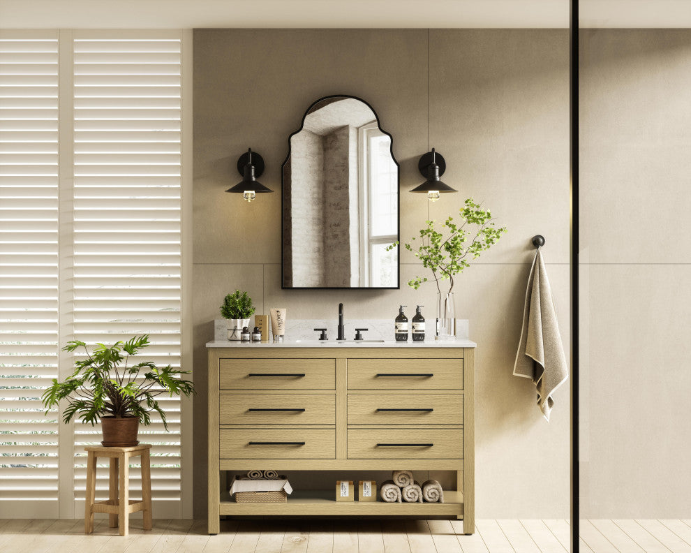 Home Living 48" Single Bathroom Vanity, Honey Brown With Backsplash