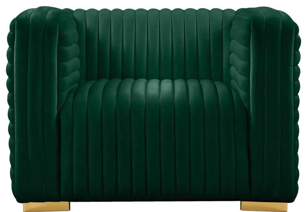Ravish Velvet Upholstered Chair, Green, Chair