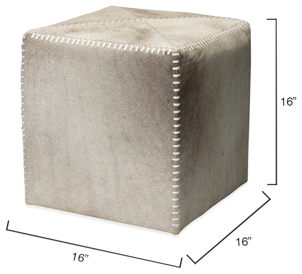 Grey Hide Ottoman, Small