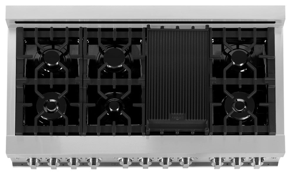 ZLINE 48" Dual Fuel Range, Stainless With Reversible Griddle RA-GR-48