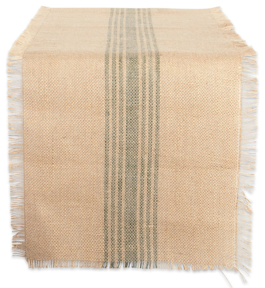 Artichoke Middle Stripe Burlap Table Runner 14X72