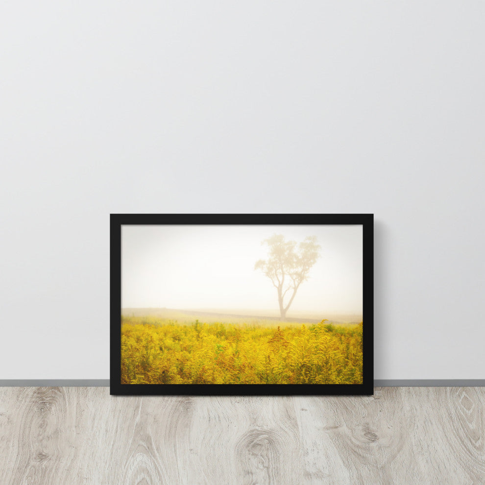 Dreams of Goldenrod and Fog Landscape Framed Photo Paper Wall Art Prints, Black, 12" X 18"