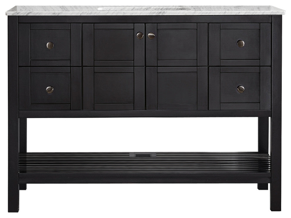 48" Vanity in Espresso with Carrara White Marble Countertop Without Mirror