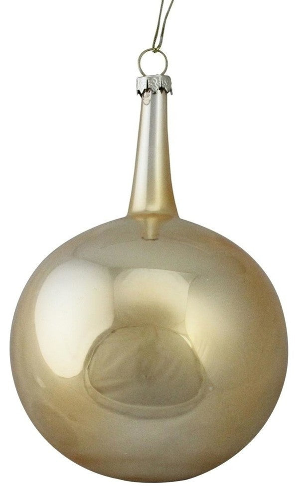 4" Gold Glass Ball Christmas Ornament, 100 mm.