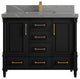 Aberdeen 42 Single Sink Bath Vanity in Black 2" Piatra Gray