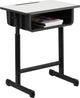 Student Desk With Gray Top and Adjustable Height Black Pedestal Frame