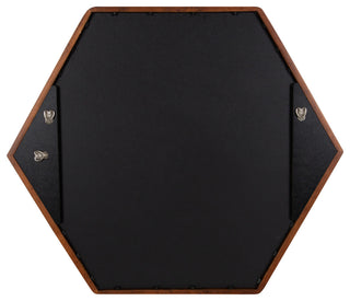 McLean Hexagon Wood Framed Wall Mirror, Walnut Brown 26x30