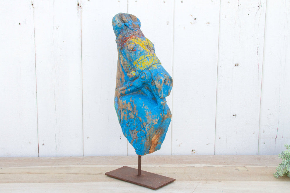 Antique Jodhpur Blue Horse Bust