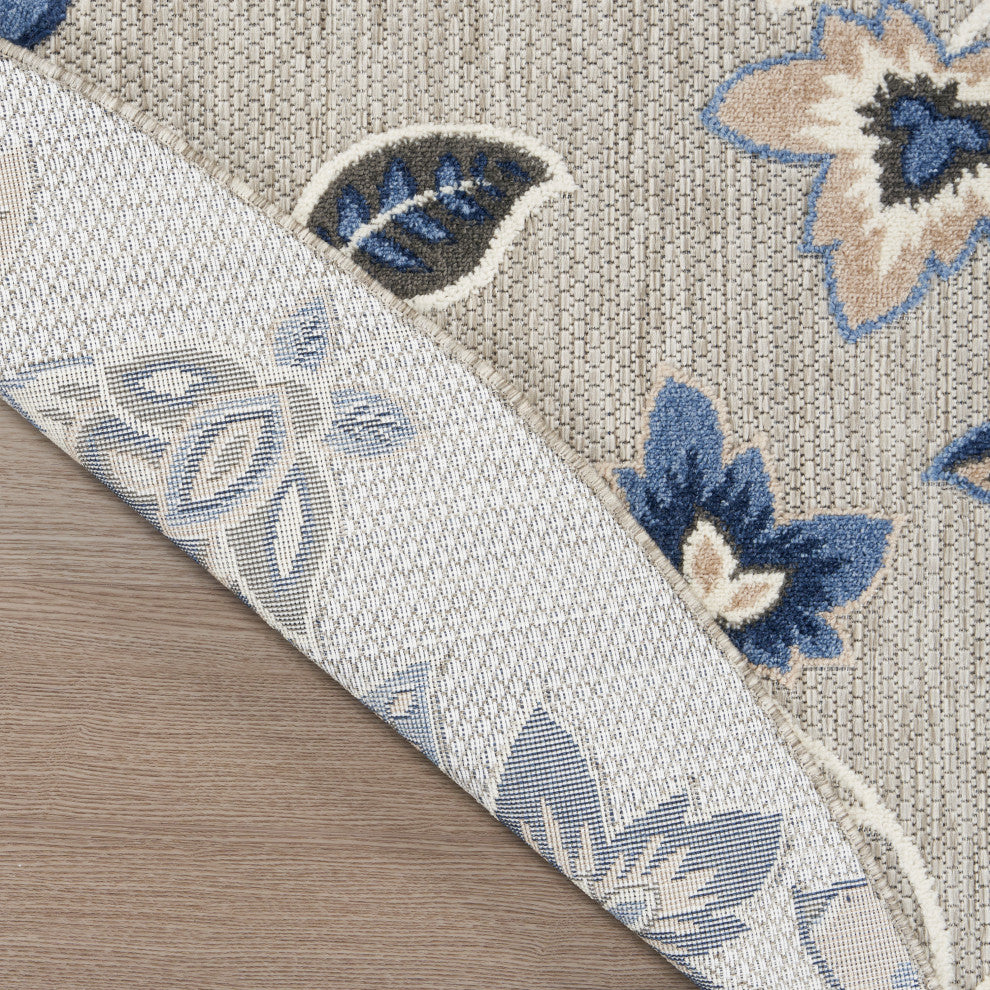 Nourison Aloha 7'10" Round Blue Grey Contemporary Area Rug