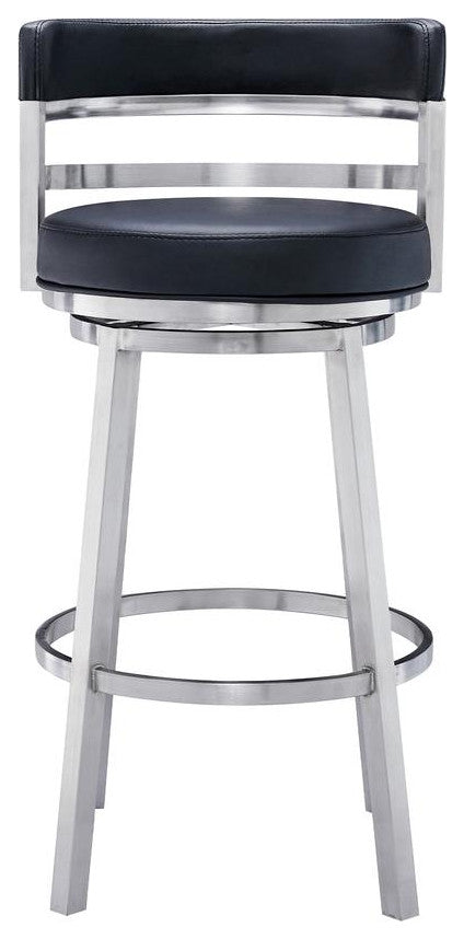 Madrid Contemporary 30" Bar Height Barstool in Brushed Stainless Steel Finish