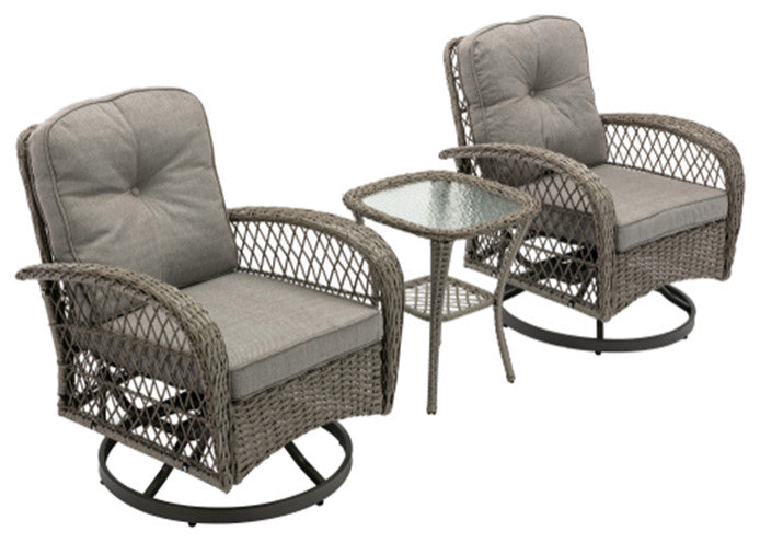 3 Piece Modern Wicker Set Outdoor Chair Set