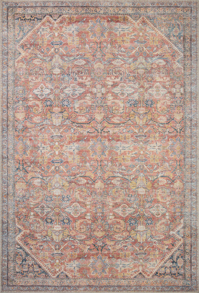 Loloi II Adrian Rust / Denim Area Rug, 18"x18" Swatch