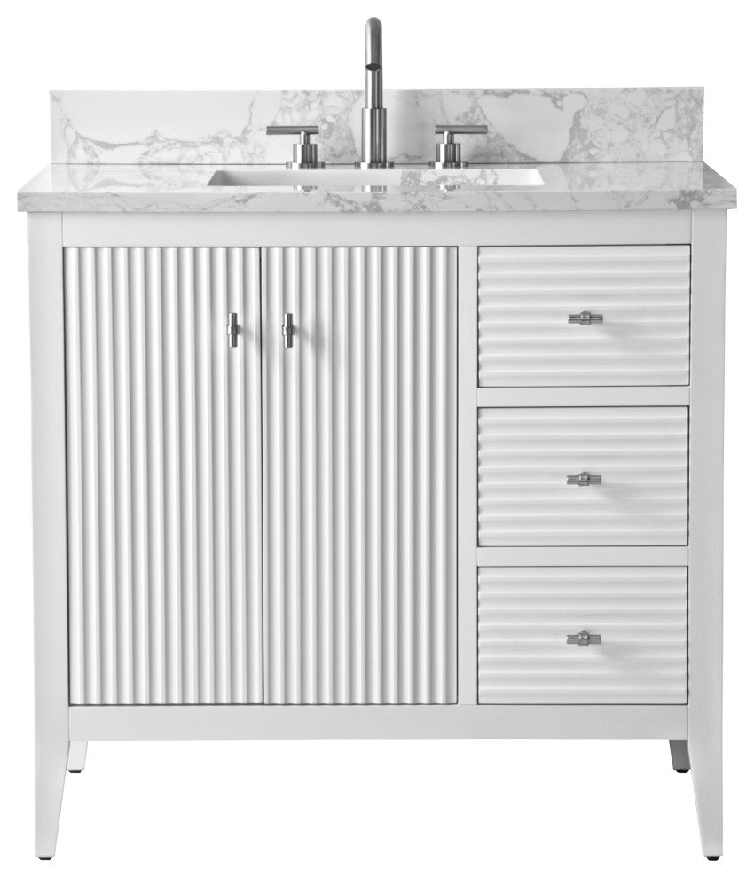 Vanity Art Freestanding Vanity, White, 36", Single Sink, Brushed Nickel