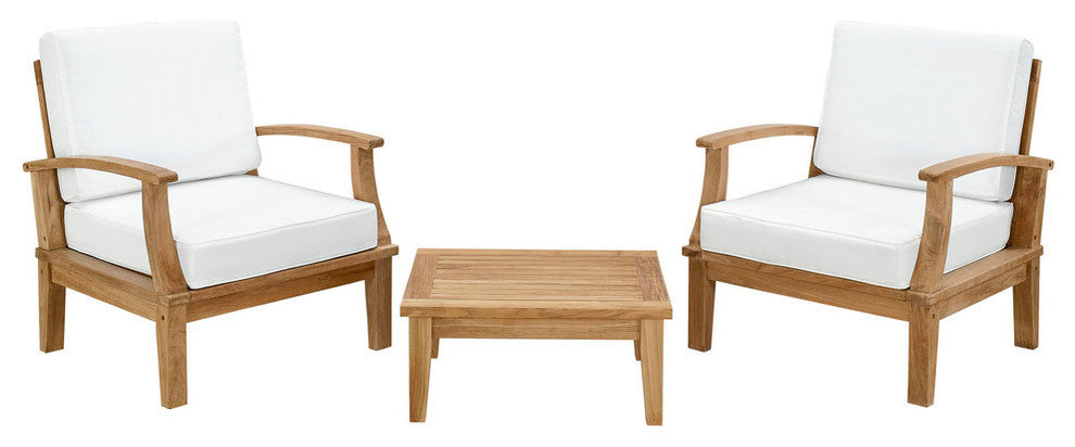 Modern Contemporary Outdoor Patio 3-Piece SetSofa Set Natural White Rattan