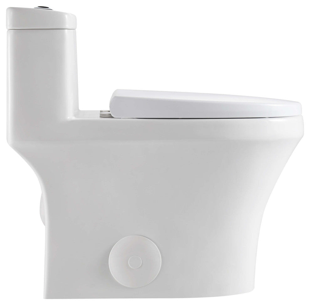 Fine Fixtures Dual-Flush Elongated One-Piece Toilet, White