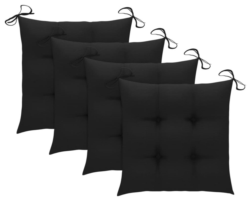 Vidaxl Garden Chairs With Black Cushions 4-Piece Set Solid Teak Wood