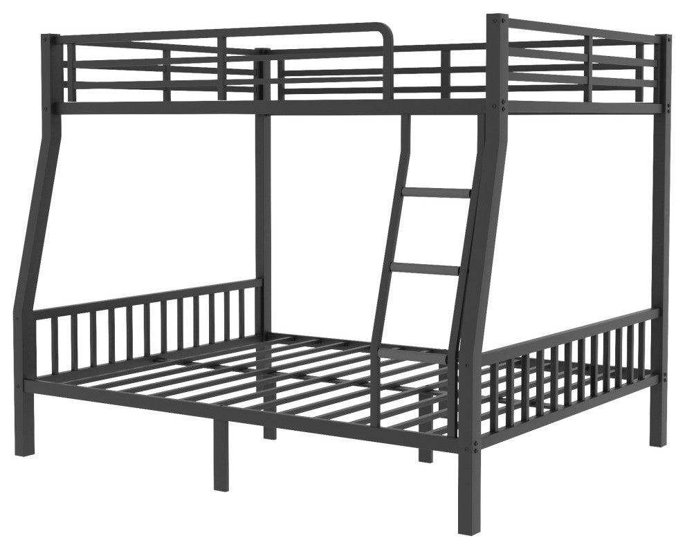 Gewnee Full XL Over Queen Metal Bunk Bed with Ladder and Slats Support