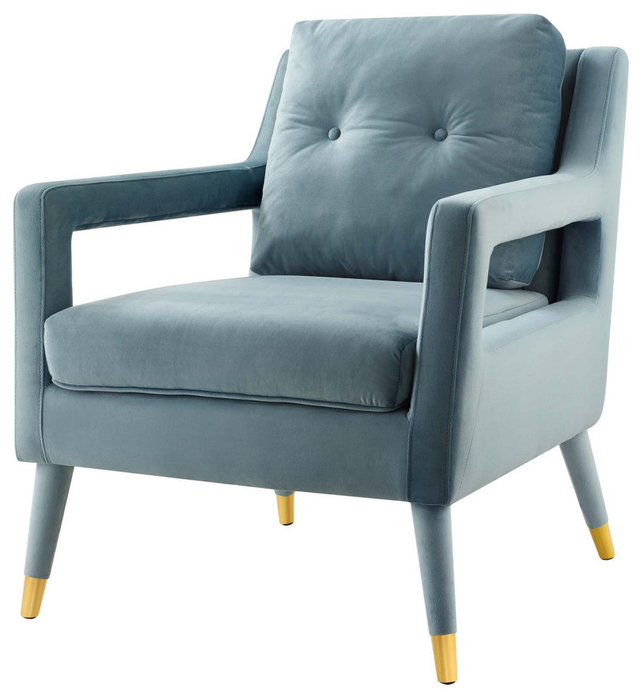 Armchair Accent Chair, Set of 2, Velvet, Blue, Modern, Living Lounge Hospitality
