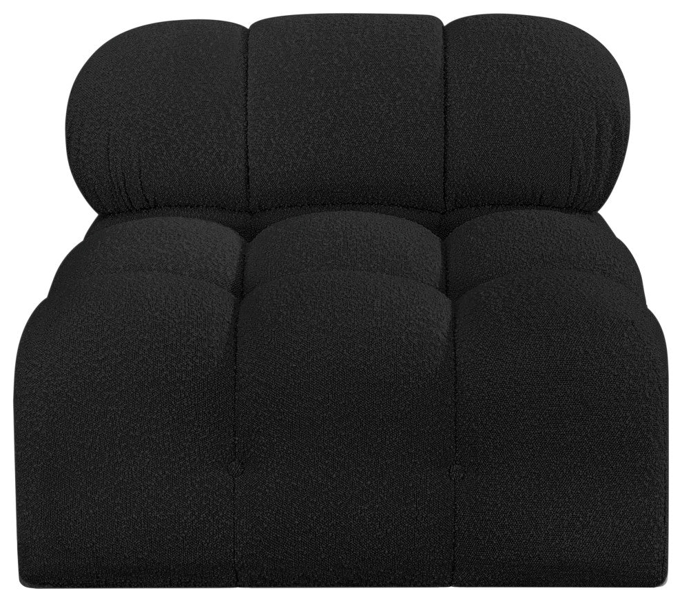 Ames Boucle Fabric Modular Chair, Black, Armless Chair