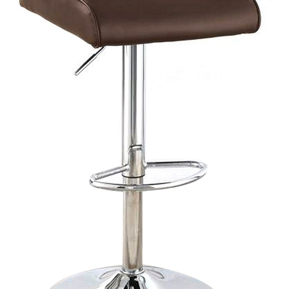 Benzara BM266472 Adjustable Barstool, Rolled Button Tufted Back, Set of 2, Brown