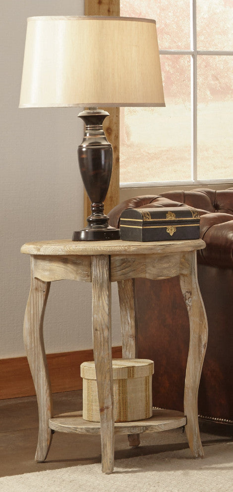 Rustic - Reclaimed Round End Table, Driftwood
