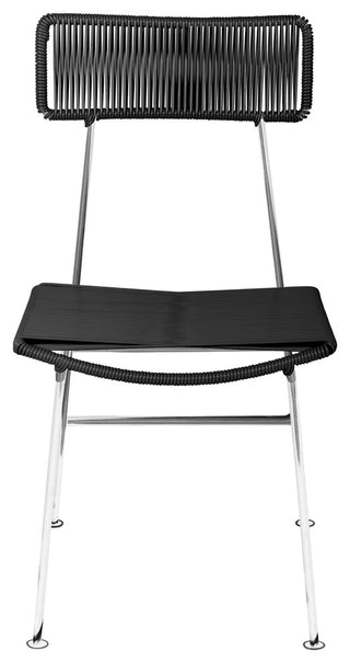 Hapi Indoor/Outdoor Handmade Dining Chair, Black on Chrome