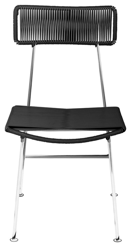 Hapi Indoor/Outdoor Handmade Dining Chair, Black on Chrome