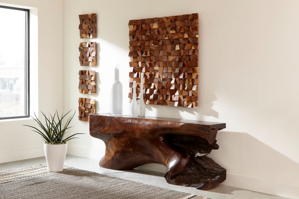 Blocks Wall Art, Chamcha Wood, Natural, Large