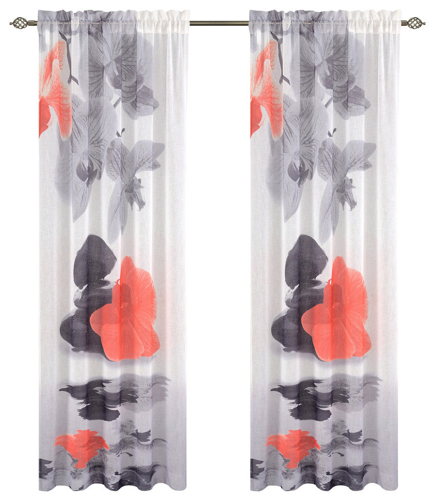 Tranquility Set of 2 Sheer Art Drapery Panels, 54"x96"