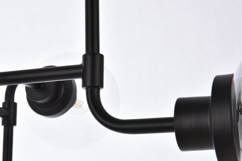 Helen 8-Light Pendant, Black With Clear Shade