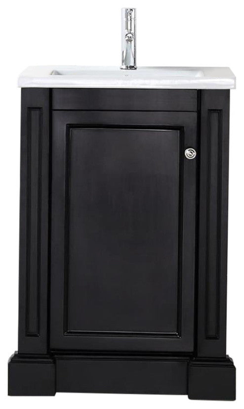 24" Wood Sink Vanity With Ceramic Top-No Faucet