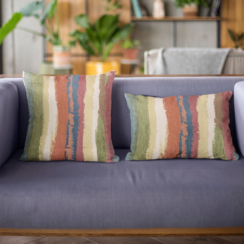 Plutus Multi-Color Cuba Stripe Luxury Throw Pillow, 20"x20"