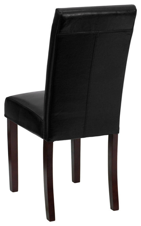 Leather Upholstered Parsons Chair, Black, 16"x19"x39"