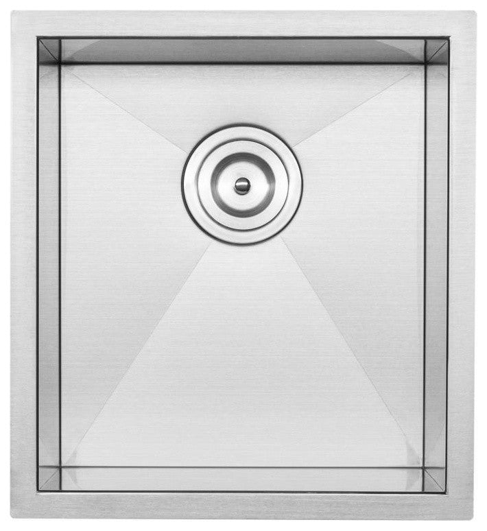 16" Zero Radius Undermount 16-Gauge Stainless Steel Kitchen and Bar Sink, Sink W