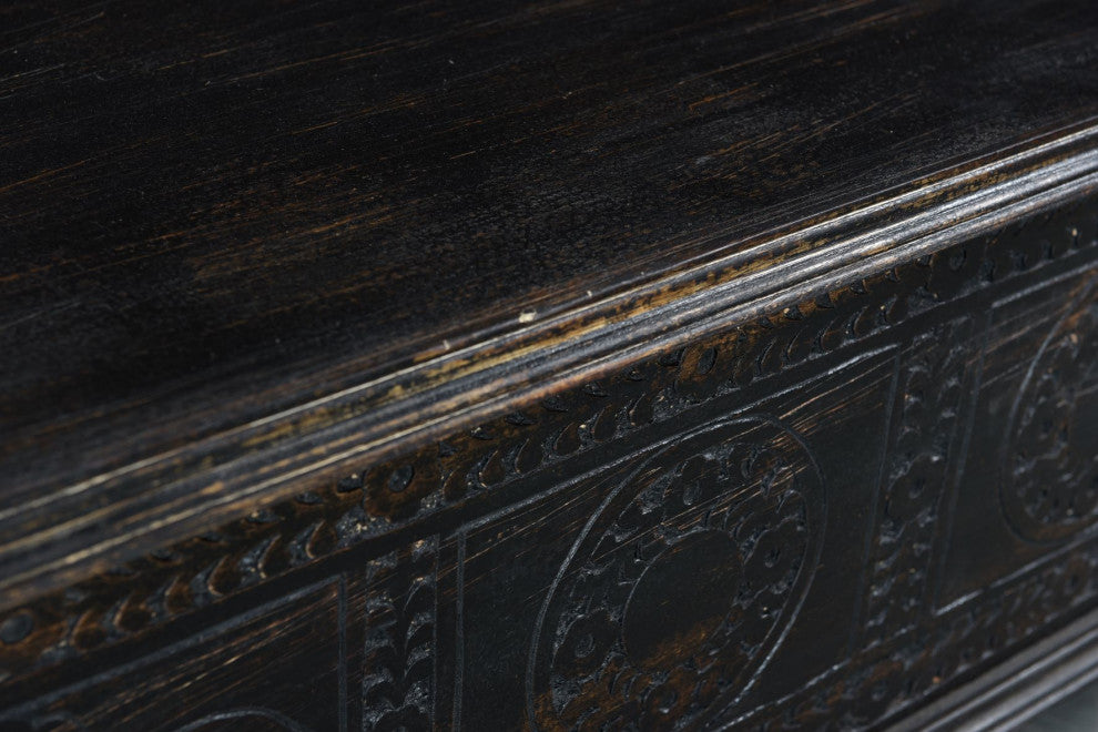 Brunswick Carved Box Ottoman, Black