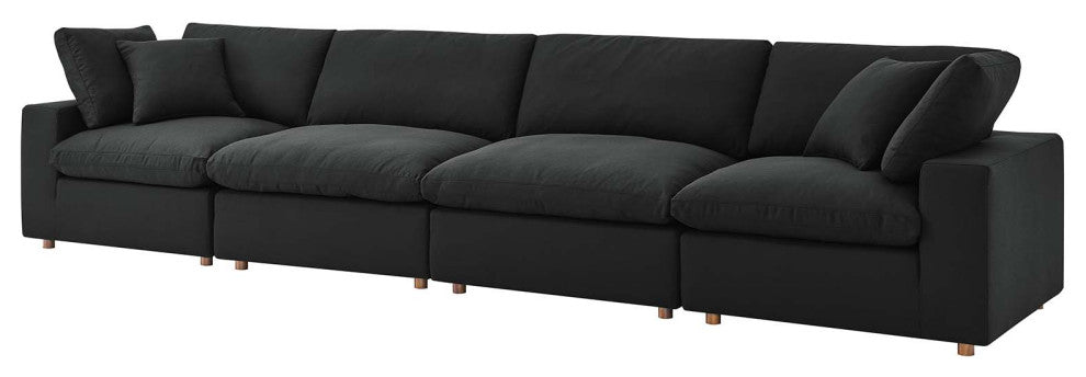 Modular Sectional Deep Sofa Set, Black, Fabric, Modern, Lounge Cafe Hospitality