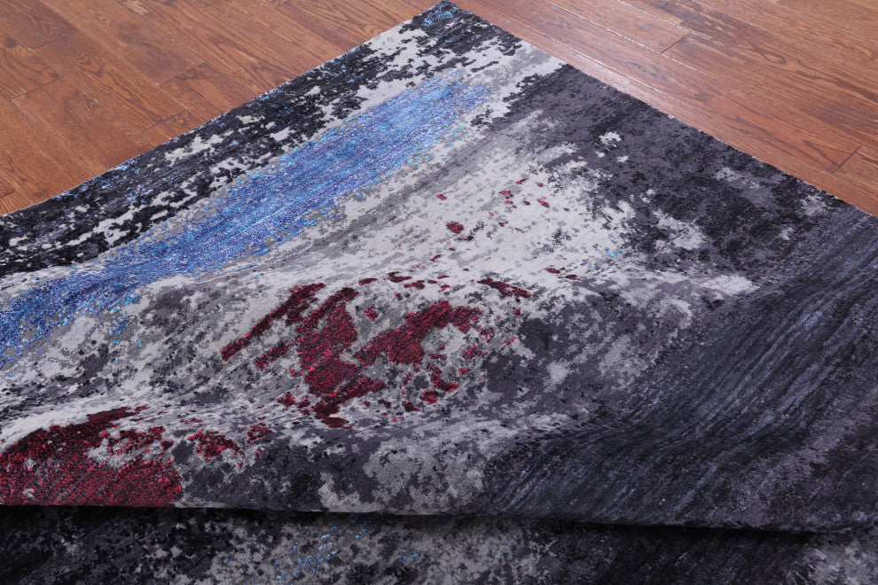 7' 10" X 9' 11" Wool and Silk Modern Handmade Rug Q7230
